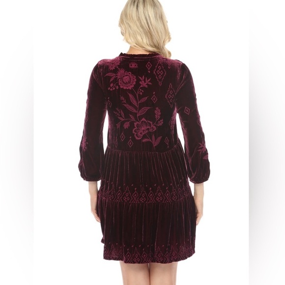Johnny Was Ivey Velvet Field Tiered Dress Embroidery Dress Size M - Picture 4 of 16
